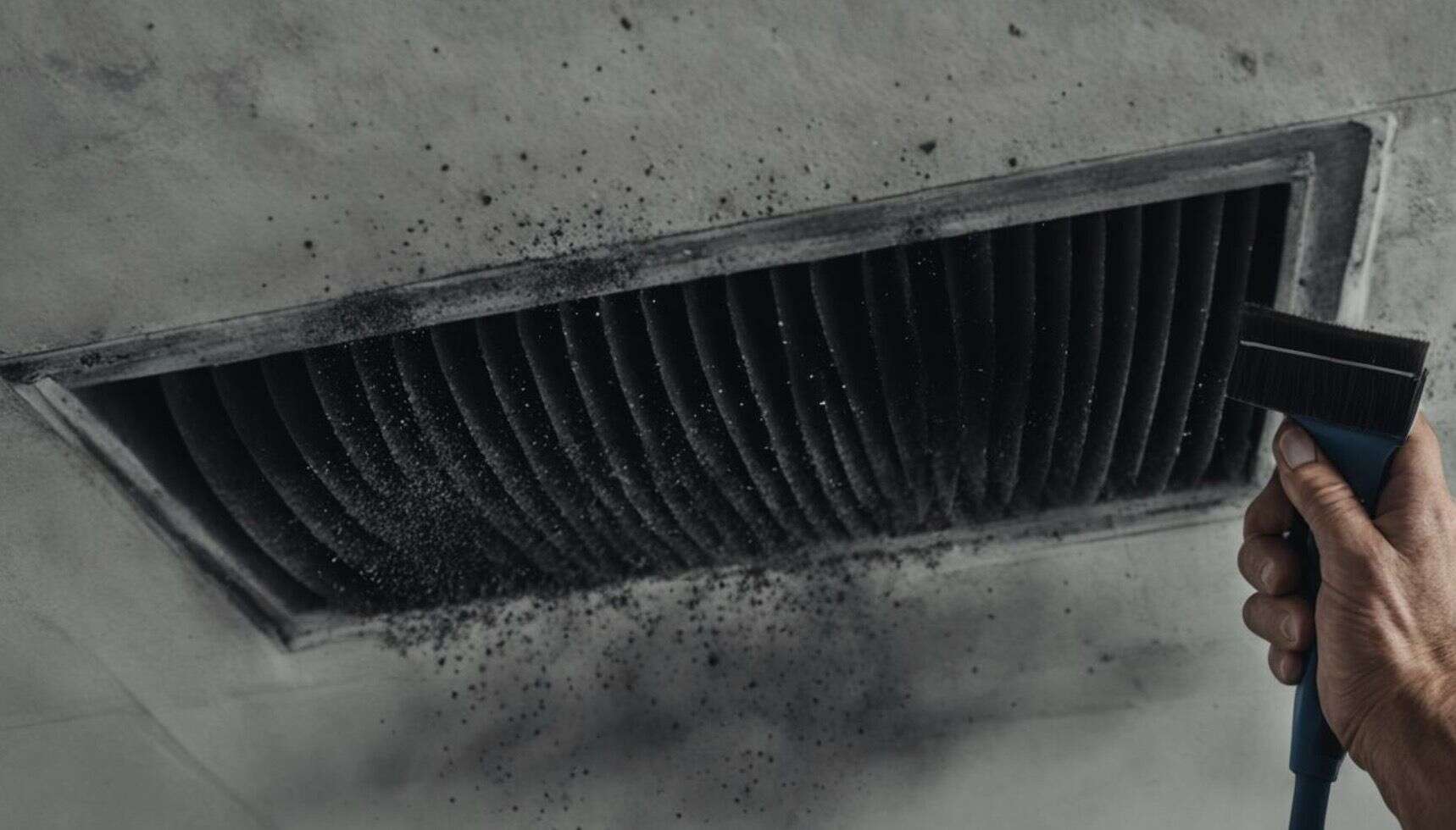 Rejilla de ventilación con suciedad acumulada en el techo