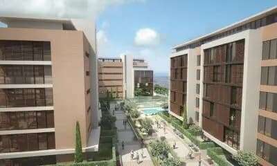 Complejo residencial con zonas ajardinadas